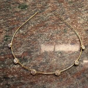 Dainty Gold Tone Flower Rhinestone Hairband Headband Wedding Bridal